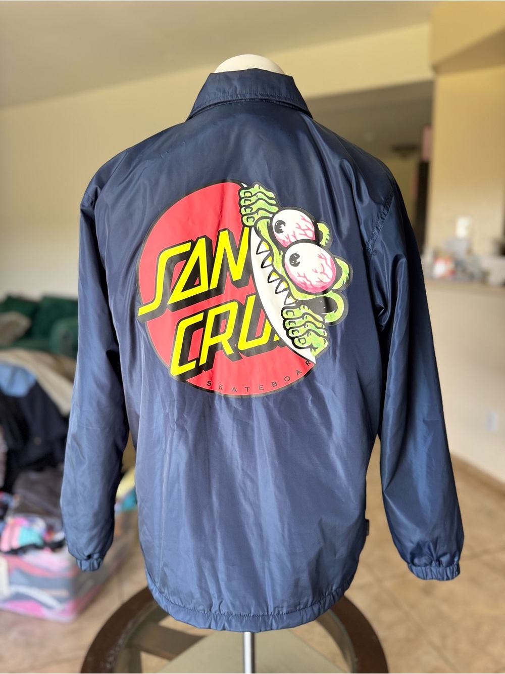 Santa Cruz Navy Windbreaker with Red & Neon Graphic